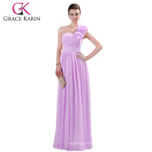 Grace Karin One Shoulder Flower Long Chiffon vestido de dama de honra CL4287-4